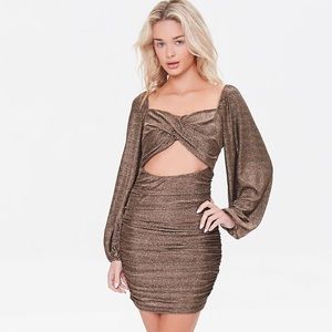 NWT Forever 21 Gold Cut Out Dress